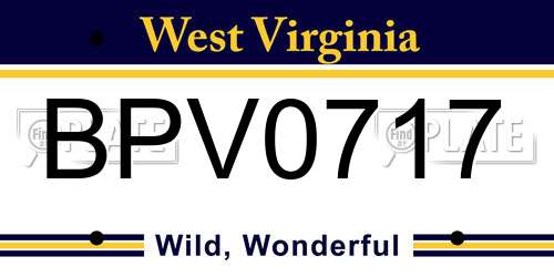 BPV0717 West Virginia License Plate