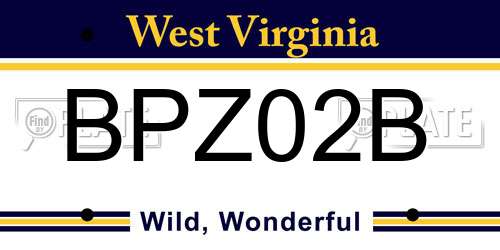 BPZ02B West Virginia License Plate