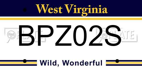 BPZ02S West Virginia License Plate