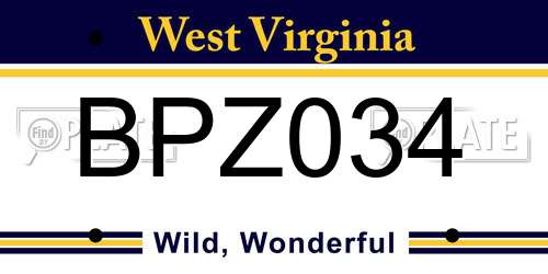 BPZ034 West Virginia License Plate