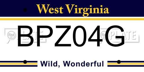 BPZ04G West Virginia License Plate