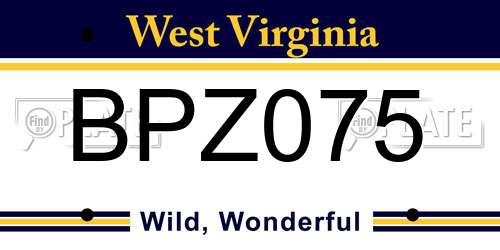 BPZ075 West Virginia License Plate