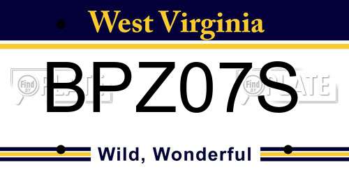 BPZ07S West Virginia License Plate