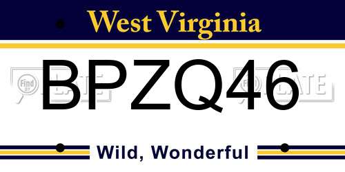 BPZQ46 West Virginia License Plate