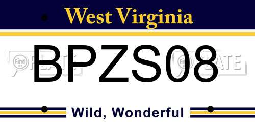 BPZS08 West Virginia License Plate