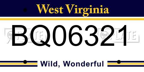 BQ06321 West Virginia License Plate