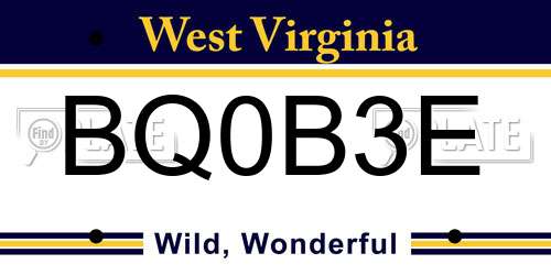 BQ0B3E West Virginia License Plate
