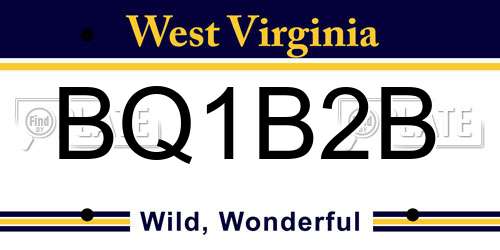 BQ1B2B West Virginia License Plate