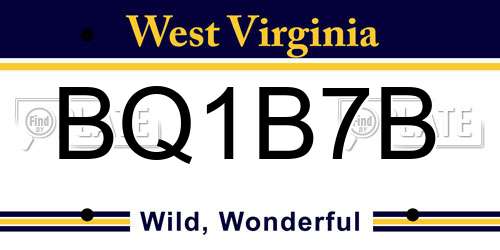 BQ1B7B West Virginia License Plate