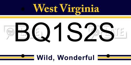 BQ1S2S West Virginia License Plate