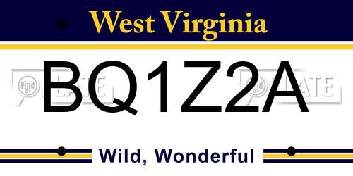 BQ1Z2A West Virginia License Plate