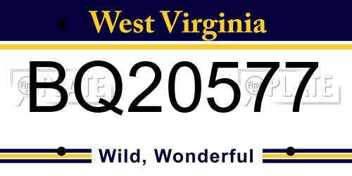 BQ20577 West Virginia License Plate