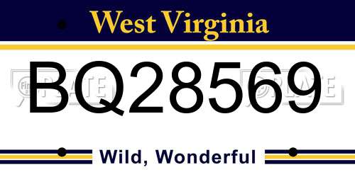 BQ28569 West Virginia License Plate