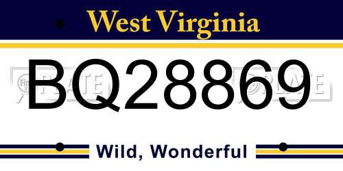 BQ28869 West Virginia License Plate