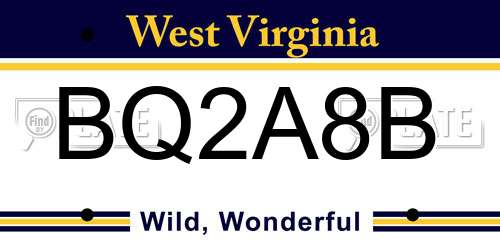BQ2A8B West Virginia License Plate