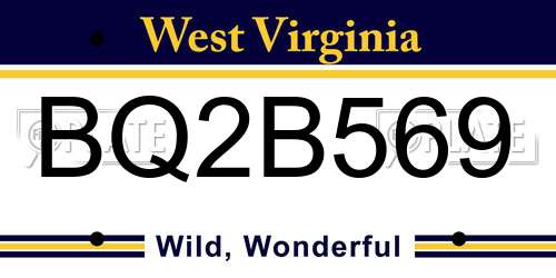 BQ2B569 West Virginia License Plate