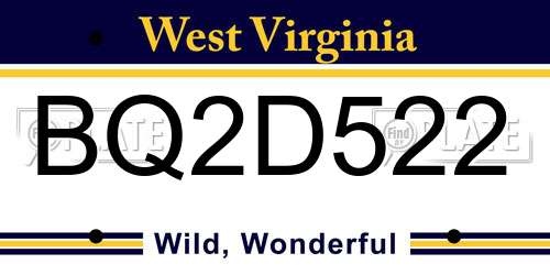 BQ2D522 West Virginia License Plate