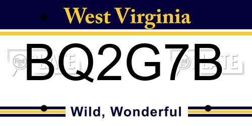 BQ2G7B West Virginia License Plate