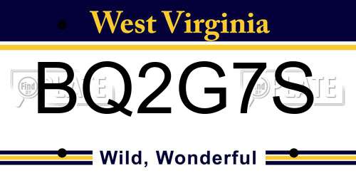 BQ2G7S West Virginia License Plate