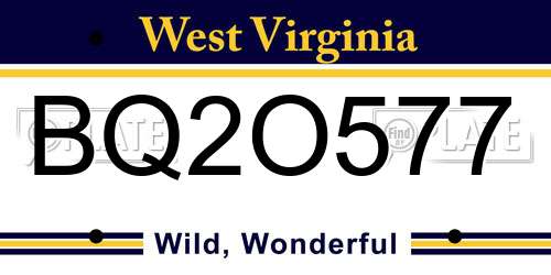 BQ2O577 West Virginia License Plate