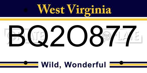 BQ2O877 West Virginia License Plate