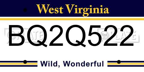 BQ2Q522 West Virginia License Plate