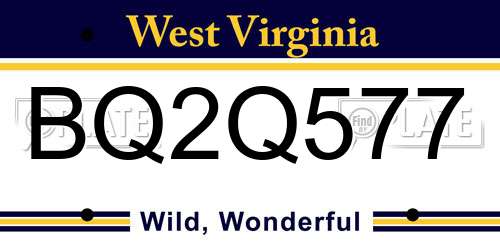 BQ2Q577 West Virginia License Plate