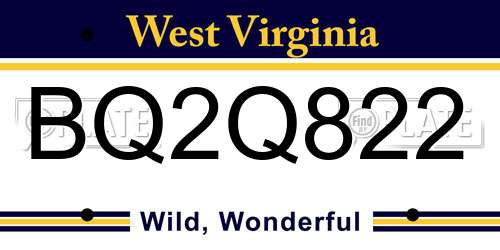 BQ2Q822 West Virginia License Plate