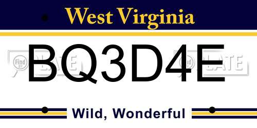 BQ3D4E West Virginia License Plate