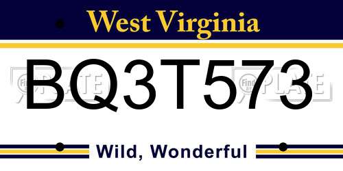 BQ3T573 West Virginia License Plate
