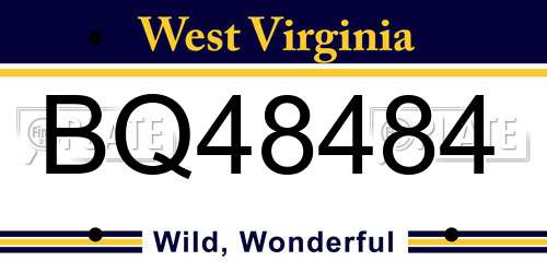 BQ48484 West Virginia License Plate