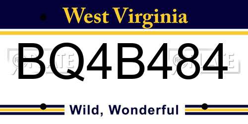 BQ4B484 West Virginia License Plate