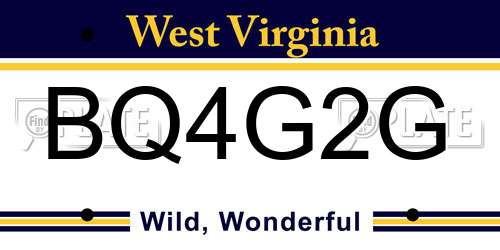 BQ4G2G West Virginia License Plate