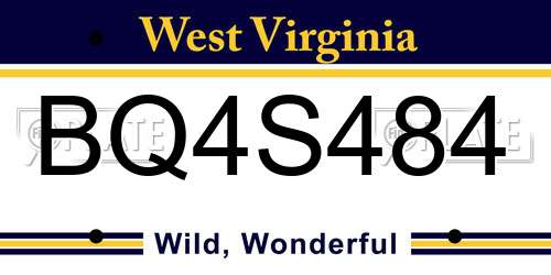 BQ4S484 West Virginia License Plate