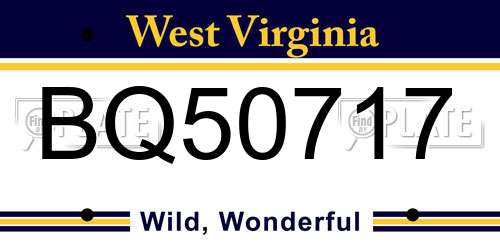 BQ50717 West Virginia License Plate