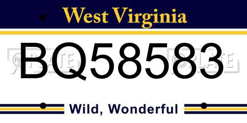 BQ58583 West Virginia License Plate