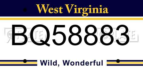 BQ58883 West Virginia License Plate