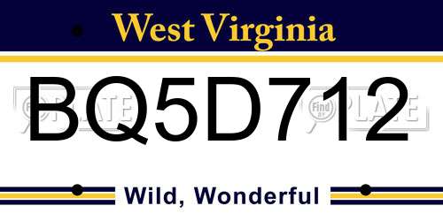 BQ5D712 West Virginia License Plate