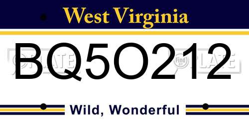 BQ5O212 West Virginia License Plate