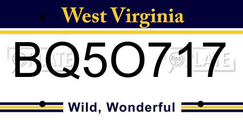 BQ5O717 West Virginia License Plate