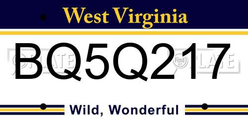 BQ5Q217 West Virginia License Plate
