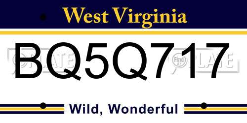 BQ5Q717 West Virginia License Plate