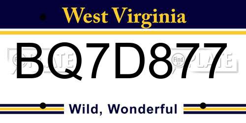 BQ7D877 West Virginia License Plate