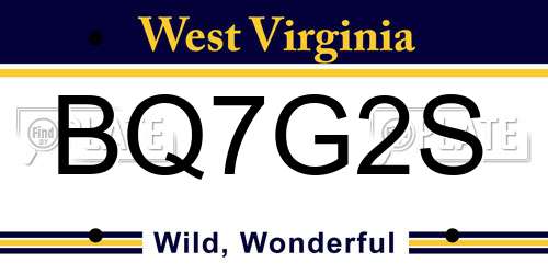 BQ7G2S West Virginia License Plate