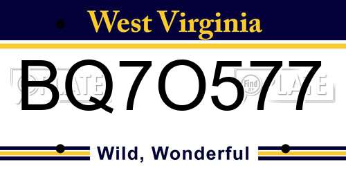 BQ7O577 West Virginia License Plate