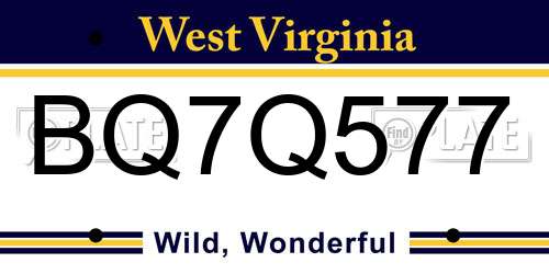 BQ7Q577 West Virginia License Plate