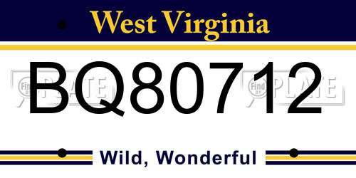 BQ80712 West Virginia License Plate
