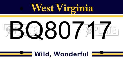 BQ80717 West Virginia License Plate
