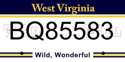 BQ85583 West Virginia License Plate