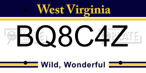 BQ8C4Z West Virginia License Plate